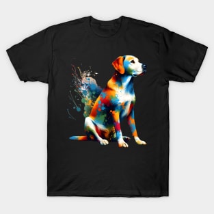 Dynamic Mountain Cur in Vibrant Splash Art Style T-Shirt